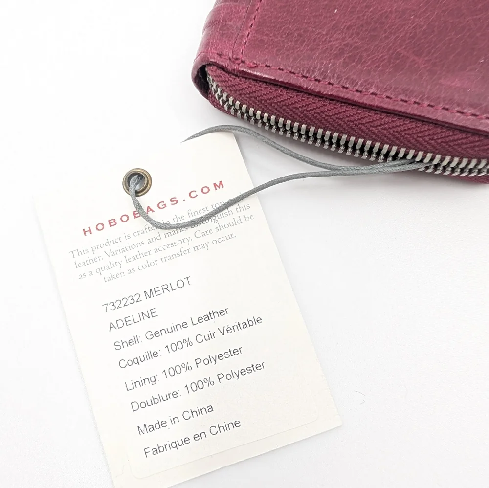 HOBO Adeline 732232 Women's Merlot Leather Wallet Zipper Dust Bag - Picture 6 of 10